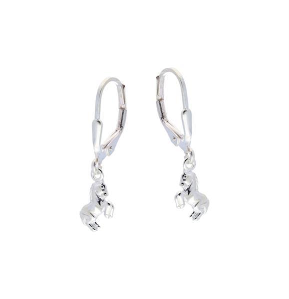 Grote foto lilly zilveren oorhangers met steigerend paard kleding dames sieraden