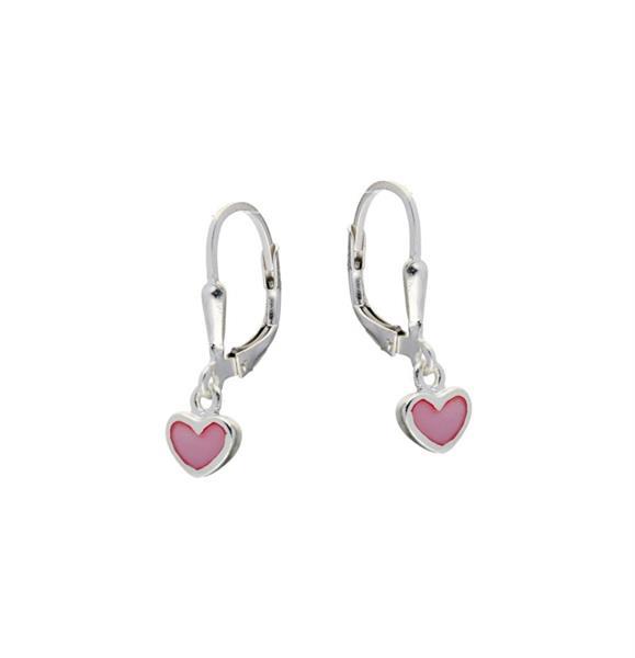 Grote foto lilly zilveren oorhangers met roze parelmoer harthangers kleding dames sieraden
