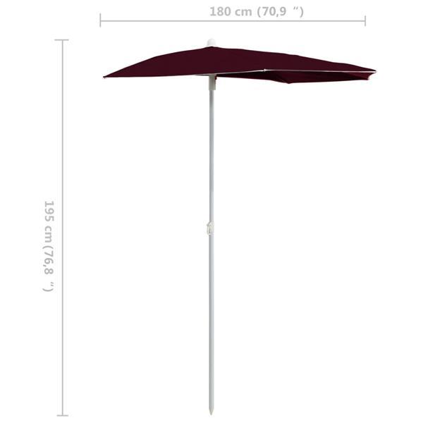 Grote foto vidaxl parasol half met paal 180x90 cm bordeauxrood tuin en terras overige tuin en terras