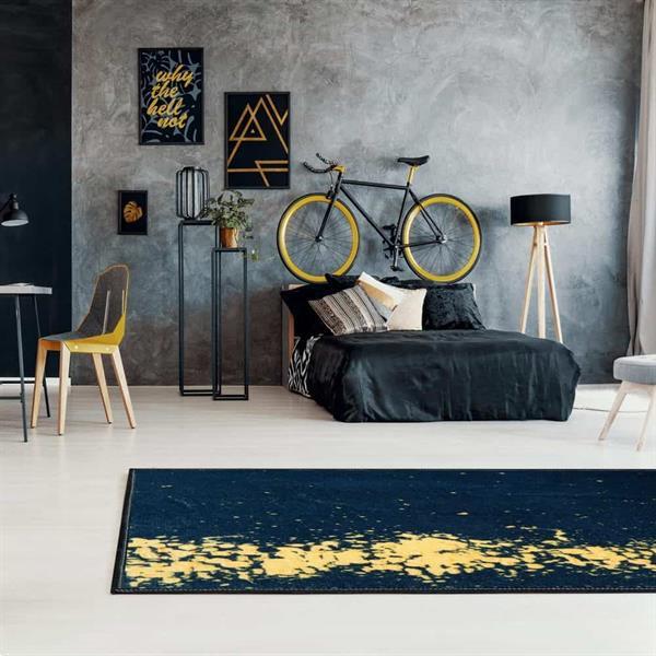 Grote foto laagpolig vloerkleed abstract zwart goud 180 x 280cm huis en inrichting vloerbedekking en kleden