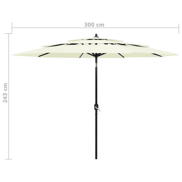 Grote foto vidaxl parasol 3 niveaux avec m t en aluminium sable 3 m tuin en terras overige tuin en terras