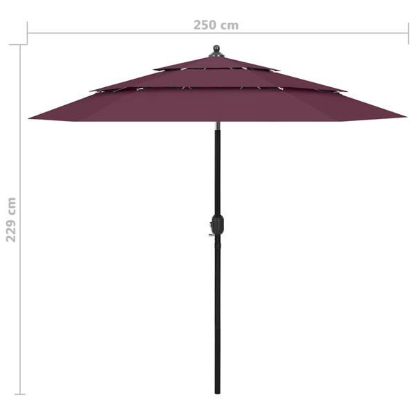 Grote foto vidaxl parasol 3 niveaux avec m t en aluminium bordeaux 2 tuin en terras overige tuin en terras