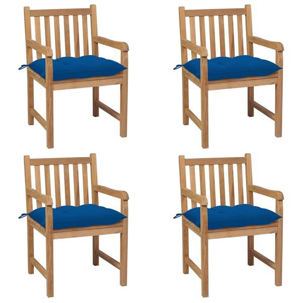 Grote foto vidaxl chaises de jardin 4 pcs avec coussins bleu bois de te tuin en terras tuinmeubelen