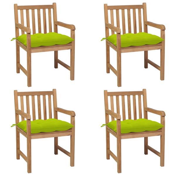 Grote foto vidaxl chaises de jardin 4 pcs avec coussins vert vif teck s tuin en terras tuinmeubelen
