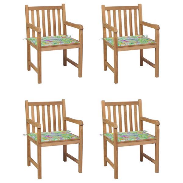 Grote foto vidaxl chaises de jardin 4pcs avec coussins motif feuilles t tuin en terras tuinmeubelen