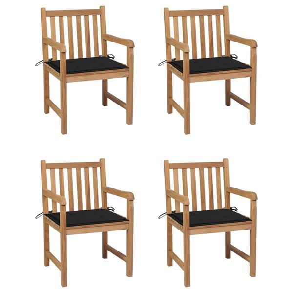 Grote foto vidaxl chaises de jardin 4 pcs avec coussins noir bois de te tuin en terras tuinmeubelen