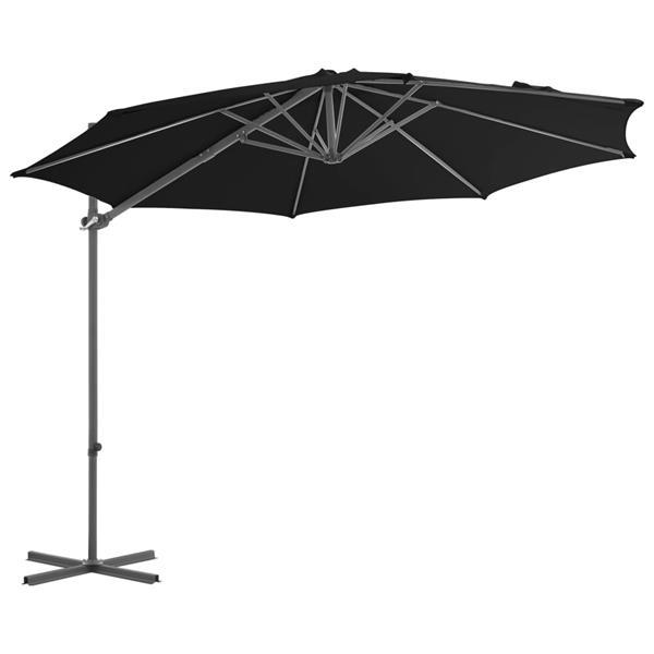 Grote foto vidaxl parasol d port avec m t en acier noir 300 cm tuin en terras overige tuin en terras