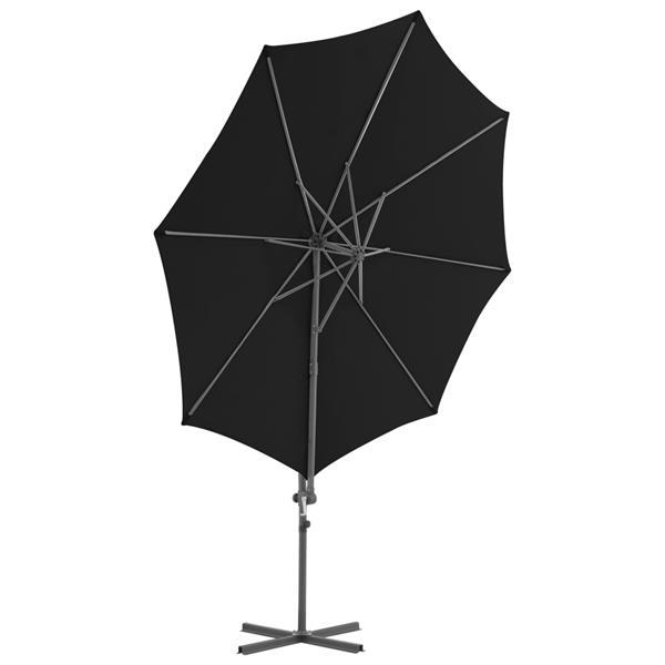 Grote foto vidaxl parasol d port avec m t en acier noir 300 cm tuin en terras overige tuin en terras