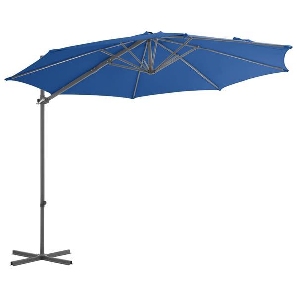 Grote foto vidaxl parasol d port avec m t en acier bleu azur 300 cm tuin en terras overige tuin en terras