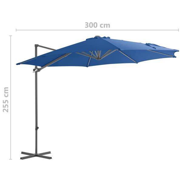 Grote foto vidaxl parasol d port avec m t en acier bleu azur 300 cm tuin en terras overige tuin en terras