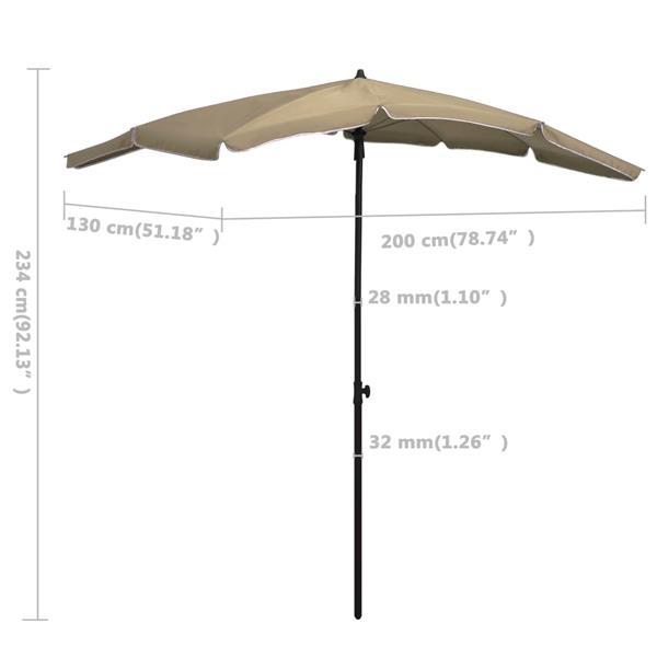 Grote foto vidaxl parasol de jardin avec m t 200x130 cm taupe tuin en terras overige tuin en terras