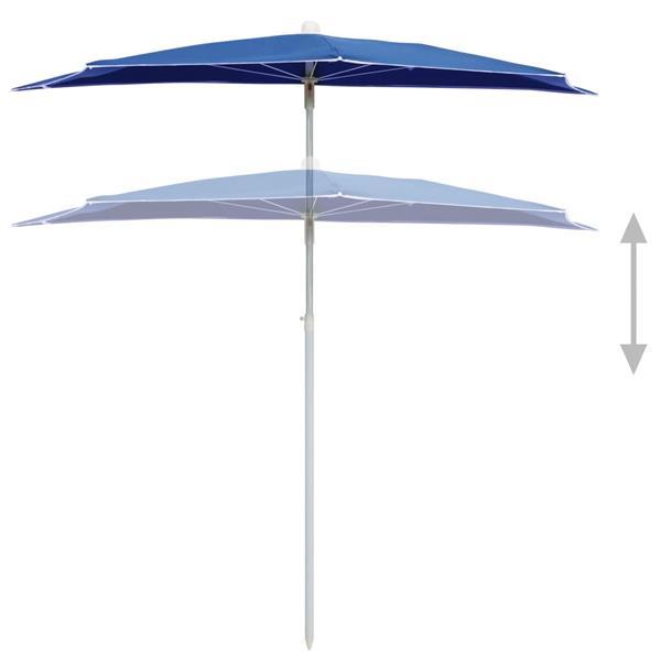 Grote foto vidaxl demi parasol de jardin avec m t 180x90 cm bleu azur tuin en terras overige tuin en terras