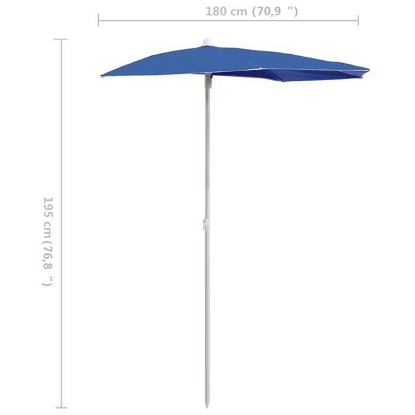 Grote foto vidaxl demi parasol de jardin avec m t 180x90 cm bleu azur tuin en terras overige tuin en terras