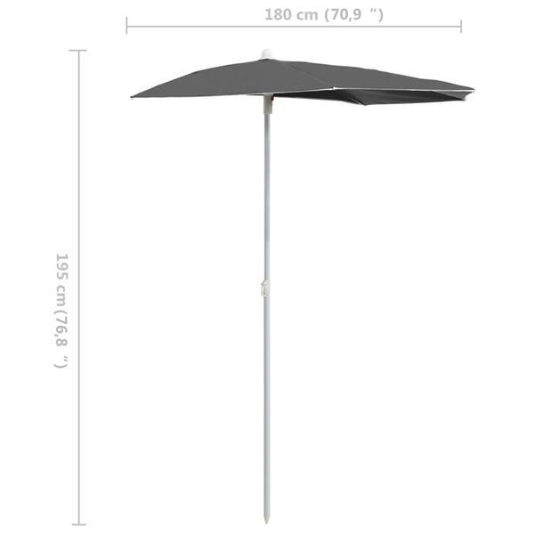 Grote foto vidaxl demi parasol de jardin avec m t 180x90 cm anthracite tuin en terras overige tuin en terras