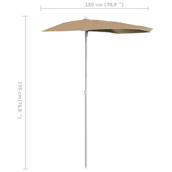 Grote foto vidaxl demi parasol de jardin avec m t 180x90 cm taupe tuin en terras overige tuin en terras