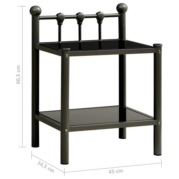 Grote foto vidaxl table de chevet noir 45x34 5x60 5 cm m tal et verre huis en inrichting complete slaapkamers