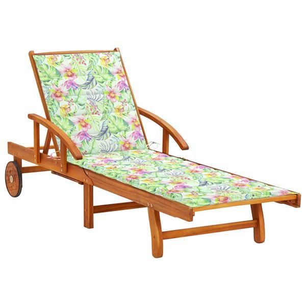 Grote foto vidaxl chaise longue de jardin avec coussin bois d acacia so tuin en terras tuinmeubelen