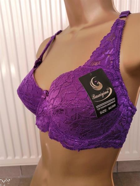 Grote foto voorgevormde paarse bh in kant voor b c cup kleding dames ondergoed en lingerie