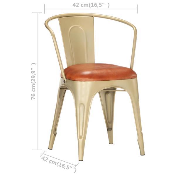 Grote foto vidaxl chaises de salle manger 4 pcs marron cuir v ritable huis en inrichting stoelen