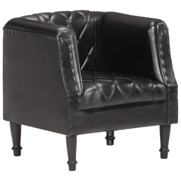 Grote foto vidaxl fauteuil noir cuir v ritable de ch vre huis en inrichting stoelen