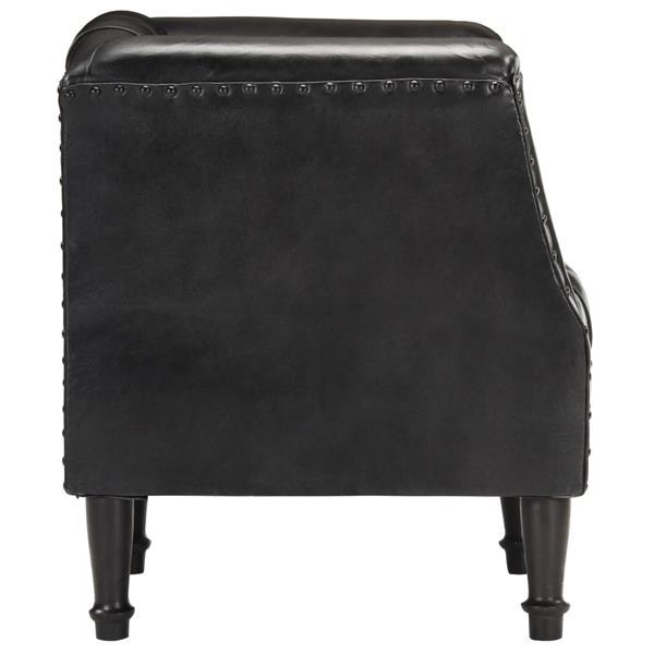 Grote foto vidaxl fauteuil noir cuir v ritable de ch vre huis en inrichting stoelen