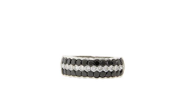 Grote foto witgouden ring met witte en zwarte diamant 18 krt kleding dames sieraden