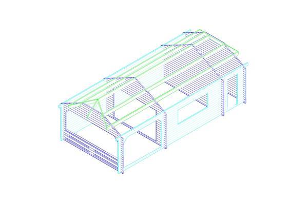 Grote foto blokhut tuinhuis w 440x340 cm luifel 300 cm aanbouw 150 tuin en terras tuinhuisjes en blokhutten