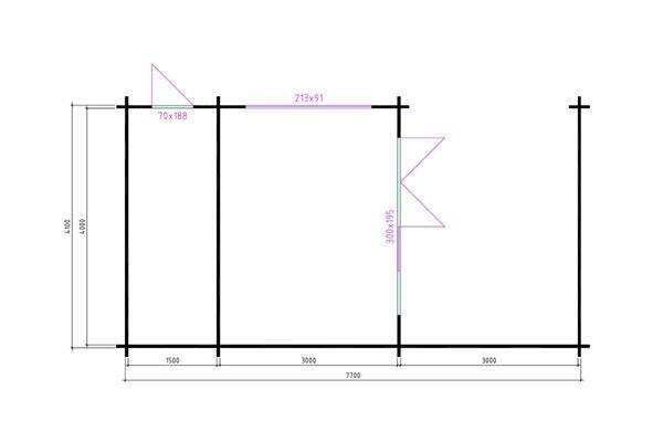 Grote foto blokhut tuinhuis w 440x340 cm luifel 300 cm aanbouw 150 tuin en terras tuinhuisjes en blokhutten