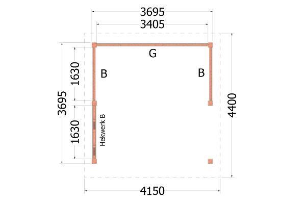 Grote foto kapschuur de hoeve xl 415x440 cm combinatie 1 tuin en terras tuinhuisjes en blokhutten