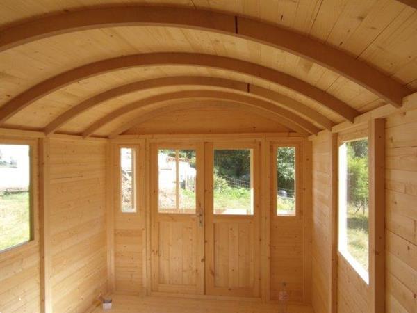 Grote foto pipowagen zigeunerwagen 505x240 inclusief veranda tuin en terras tuinhuisjes en blokhutten