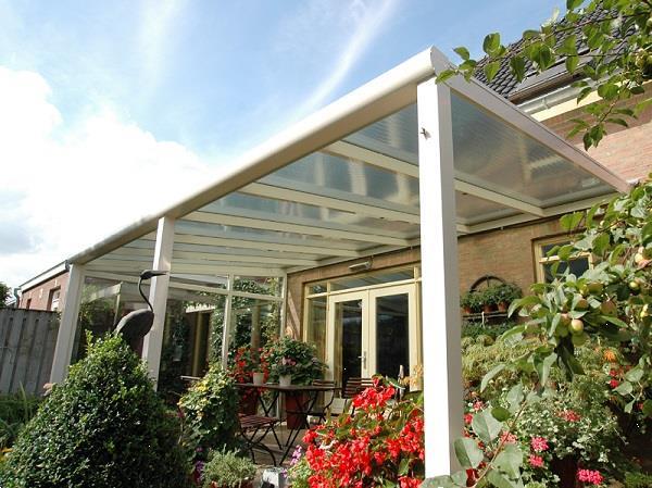 Grote foto profiline xxl veranda 1300x350 cm glasdak tuin en terras tegels en terrasdelen