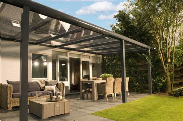 Grote foto profiline xxl veranda 1000x400 cm glasdak tuin en terras tegels en terrasdelen