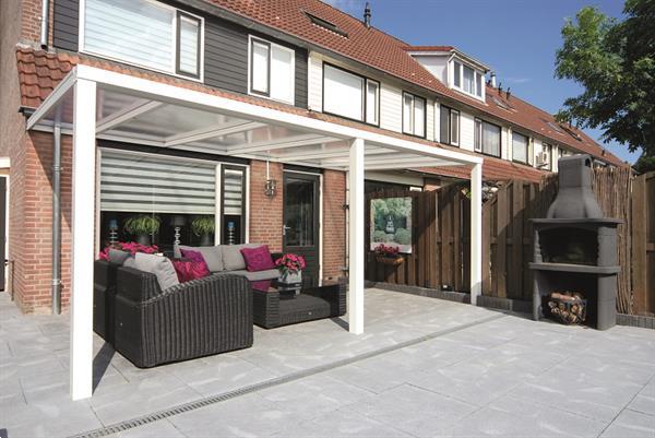 Grote foto greenline xxl veranda 1000x400 cm polycarbonaat dak tuin en terras tegels en terrasdelen