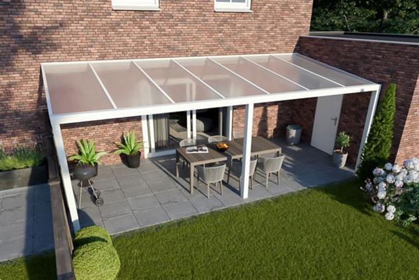 Grote foto greenline xxl veranda 1200x300 cm polycarbonaat dak tuin en terras tegels en terrasdelen