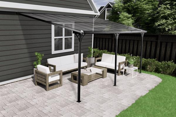 Grote foto dhz veranda livingdream 557x305 cm antraciet polycarbona tuin en terras tegels en terrasdelen
