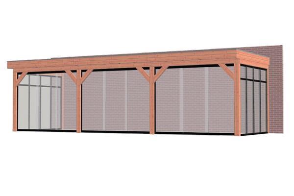Grote foto aanbouwveranda ancona 900x330 cm plat dak combinatie 1 tuin en terras tegels en terrasdelen