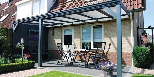 Grote foto profiline xxl veranda 1000x400 cm polycarbonaat dak tuin en terras tegels en terrasdelen