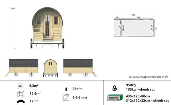 Grote foto pipowagen western 433x186 cm tuin en terras tuinhuisjes en blokhutten