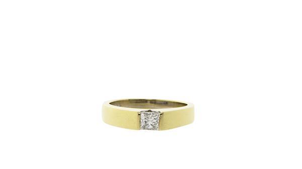 Grote foto gouden ring met prinses geslepen diamant 14 krt kleding dames sieraden