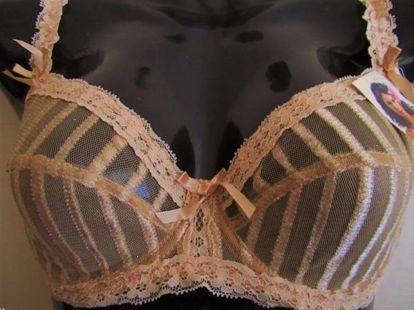 Grote foto prachtige doorzichtige goudbeige bh voor c cups kleding dames ondergoed en lingerie