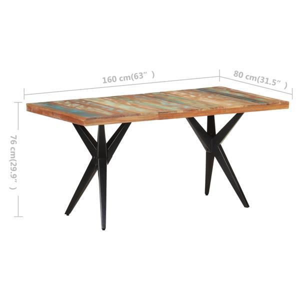 Grote foto vidaxl table de salle manger 160x80x76cm bois de r cup rat huis en inrichting eettafels