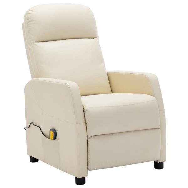 Grote foto vidaxl fauteuil de massage inclinable blanc cr me similicuir huis en inrichting stoelen