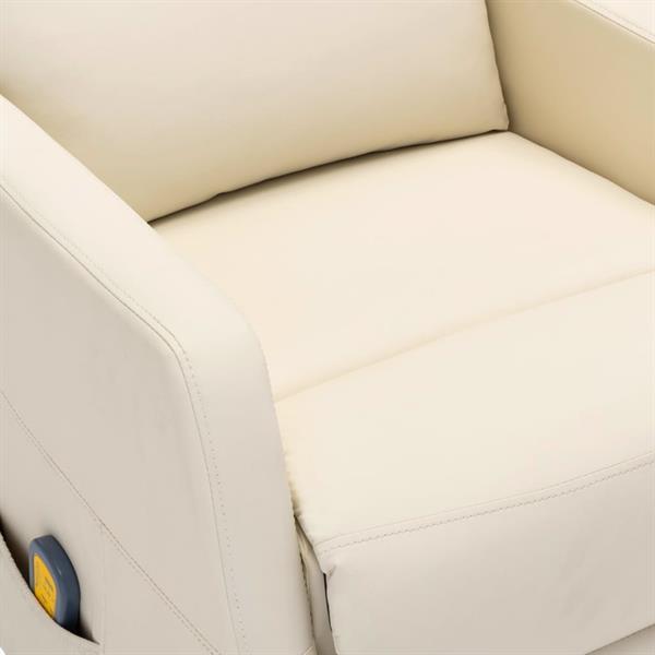 Grote foto vidaxl fauteuil de massage inclinable blanc cr me similicuir huis en inrichting stoelen