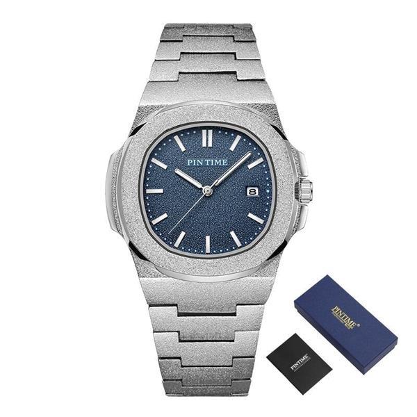 Grote foto frosted luxe horloge voor heren mode roestvrij staal quart kleding dames horloges