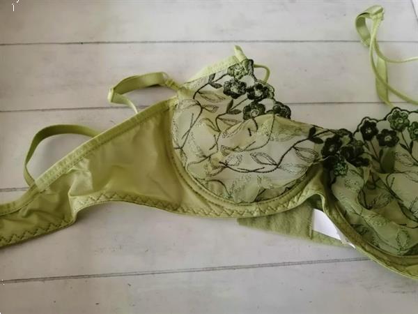 Grote foto doorzichtige olijfgroene bh met string 70b kleding dames ondergoed en lingerie merkkleding