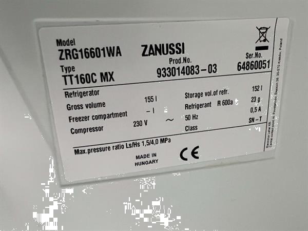 Grote foto zanussi koelkast koeling 155 liter 230v horeca diversen overige diversen