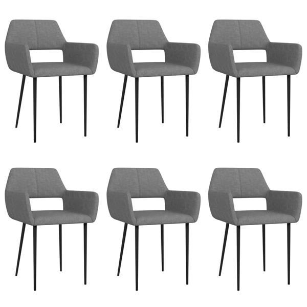 Grote foto vidaxl chaises de salle manger 6 pcs gris clair tissu huis en inrichting stoelen