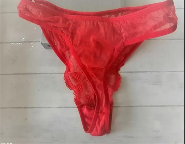 Grote foto koraalrode voorgevormde bh doorzichtige string kleding dames ondergoed en lingerie merkkleding