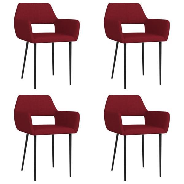 Grote foto vidaxl chaises de salle manger 4 pcs rouge bordeaux tissu huis en inrichting stoelen