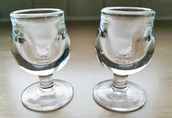 Grote foto 2 nieuwe druppelglaasjes op voetje verzamelen glas en borrelglaasjes